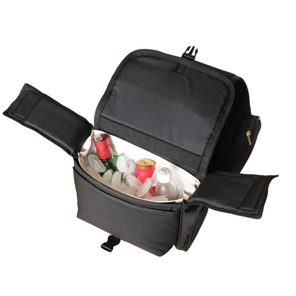 Abetta Fridge Saddle Bag - view with cooler open - SKU 23418BK