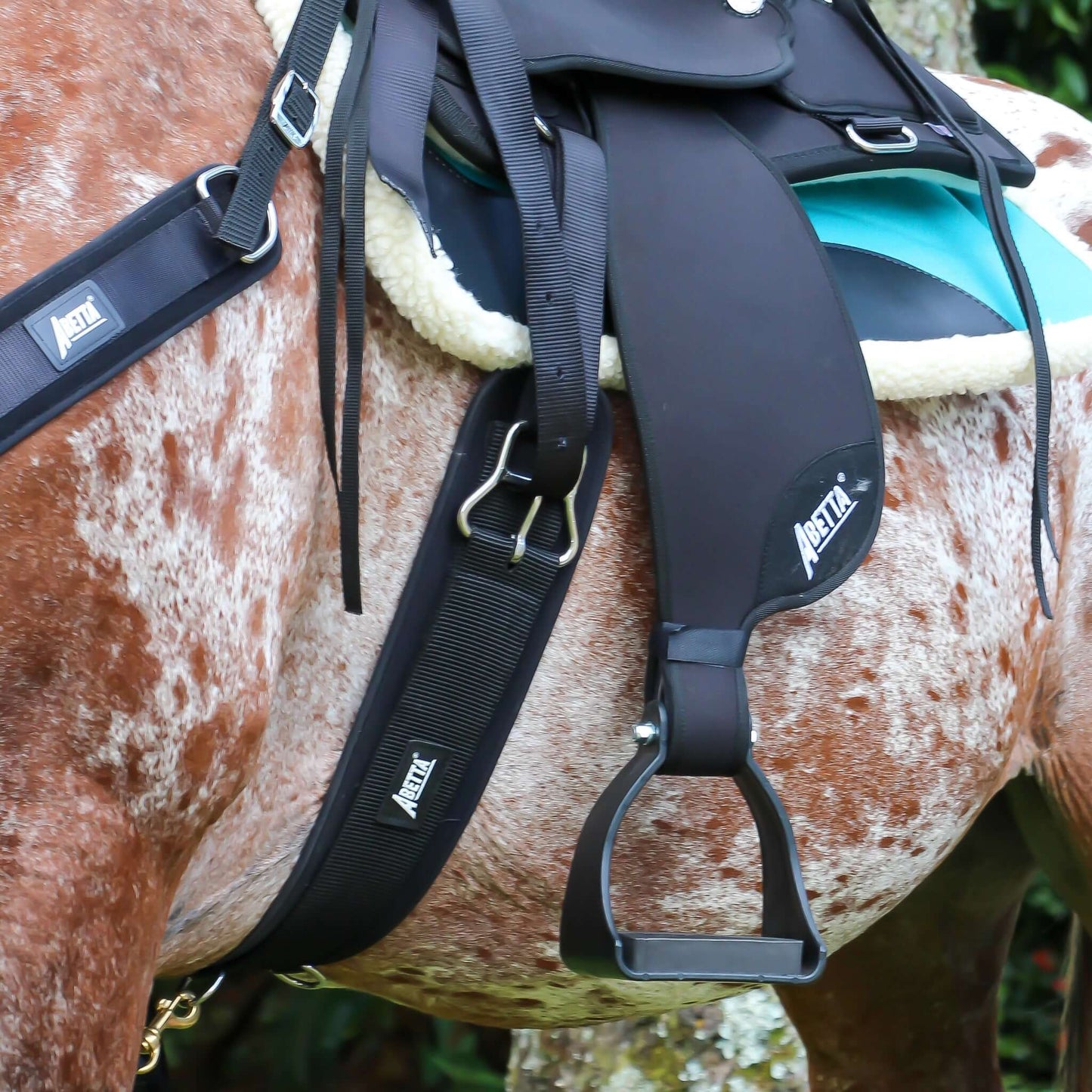 Abetta Ultimate Neoprene Girth/Cinch - Regular & Draft Horses - on horse