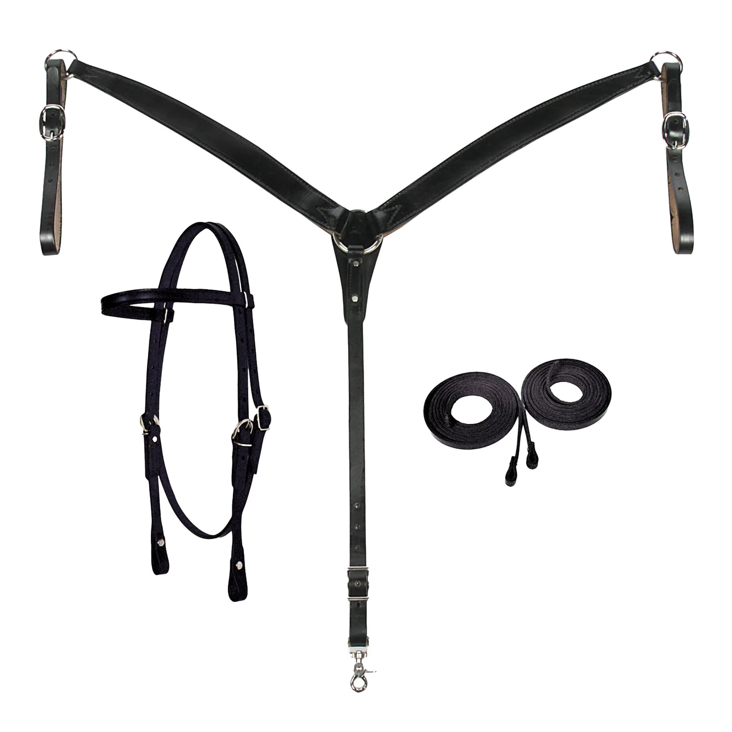 Fabtron Leather Headstall, Breast Collar & Reins Combo Set