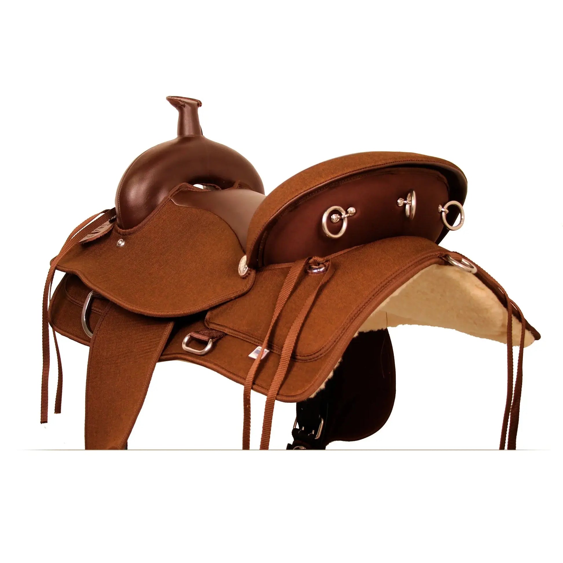  Abetta Deluxe Square Skirt Saddle Brown - FQH Bars - back angle view - SKU 20521-6-BR, SKU 20521-7-BR