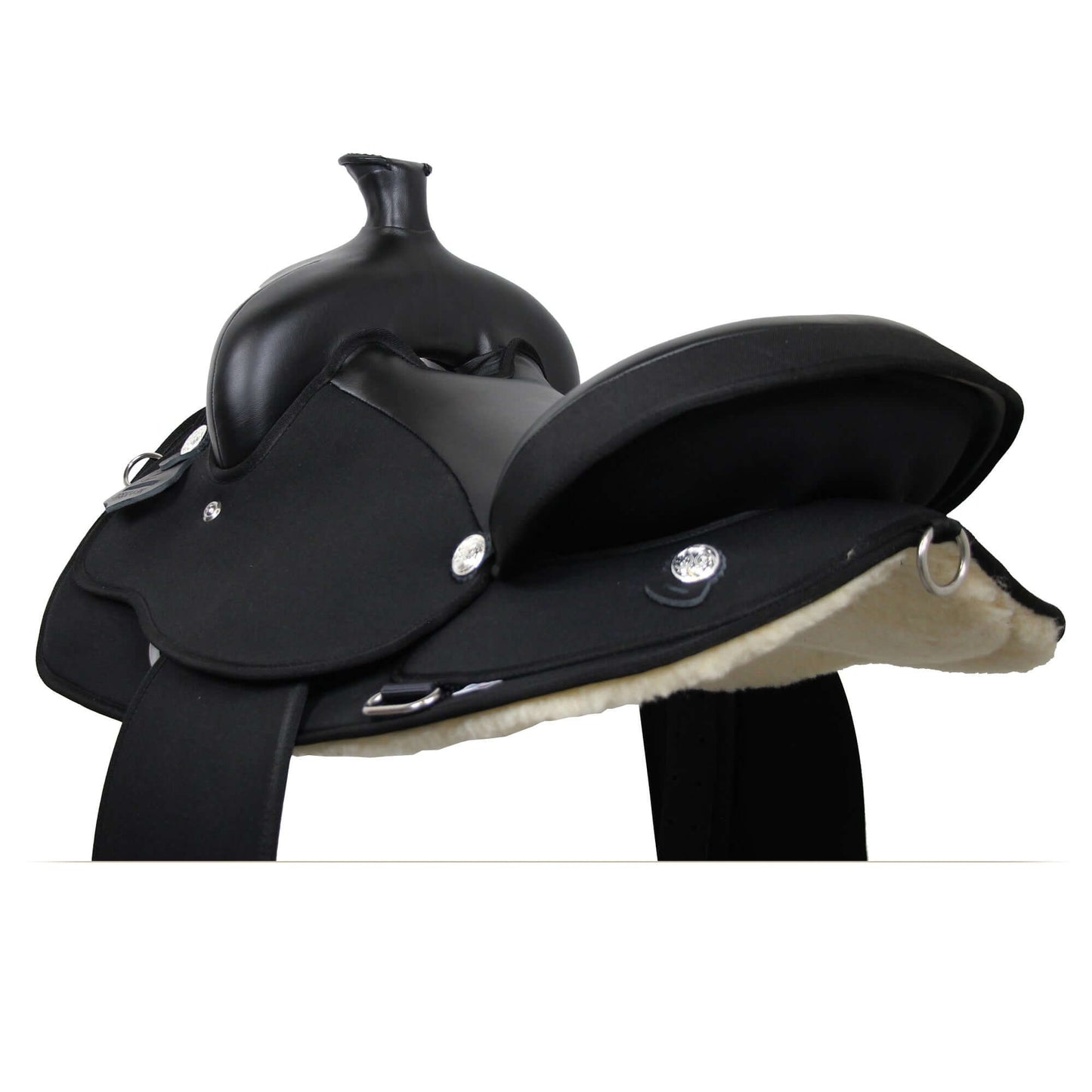Abetta Draft Comfort Pleasure Saddle - back angle view - SKU 20552-5BK, SKU 20552-6BK, SKU 20552-7BK
