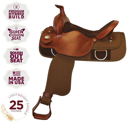 Fabtron Trail Roper Saddle - Rough Out Seat - key features - SKU 7112, SKU 7110