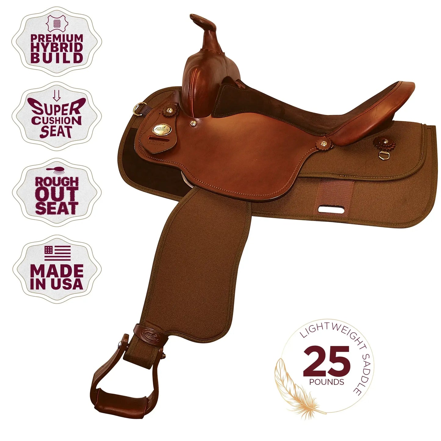 Fabtron Trail Saddle - Rough Out Seat - key features - SKU 7104, SKU 7108
